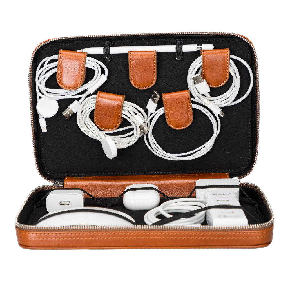 TORONATA Leather Travel Cable Organizer